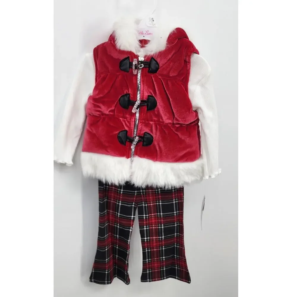 New NWT Little Lass Girls Holiday Set Vest 3- Piece Size 12 Months - Picture 1 of 6